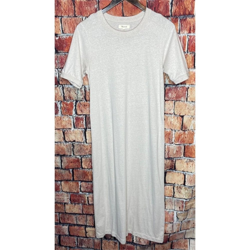 Madewell Women’s Small Gray Tee Shirt Midi Dress Cap Sleeve Crew Neck Cotton